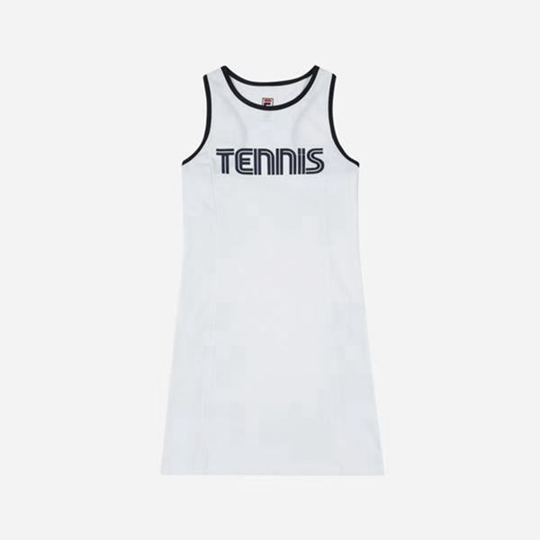 Fila Line Tennis Women's Dresses - White,NZ 193-97036